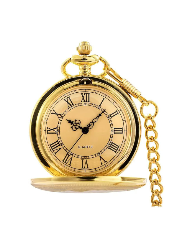 RUNERR Vintage Quarz-Taschenuhr im Steampunk-Design für Damen und Herren, Gold, Metall, Rund mit floralem Muster - Bild 7