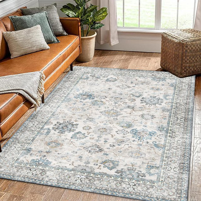 VIKAMA Boho Luxusteppich Blau, Orient Teppich für Wohnzimmer, Schlafzimmer und Eingangsbereich, rutschfest und weich - Bild 1