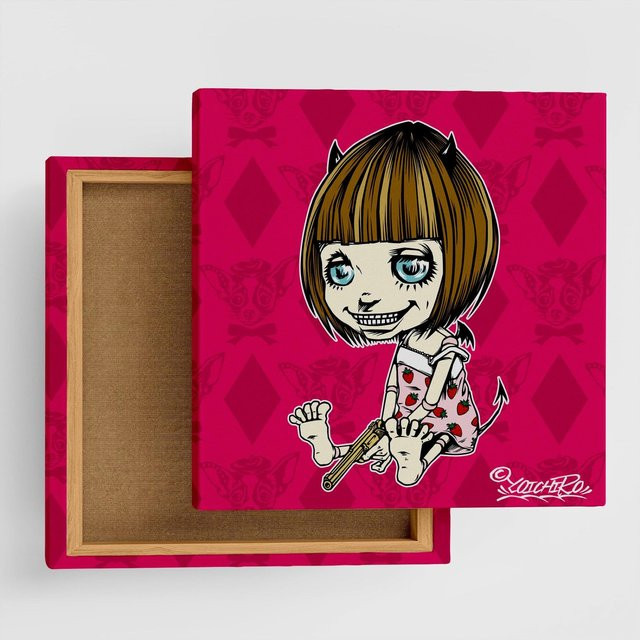 ArtDeli Pop Punk Kunstpaneel Malleinwand mit Charakter-Illustration in Rosa, B/H: 57 x 57 cm - Bild 1
