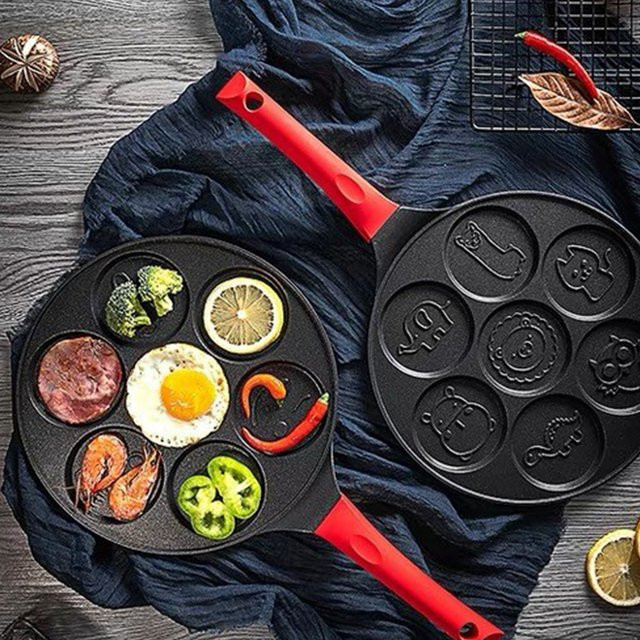 Willstar Pfannkuchenpfanne mit 7 Tierformen, antihaftbeschichtete Crepe-Pfanne für Kinder, in Rot oder Schwarz - Bild 1