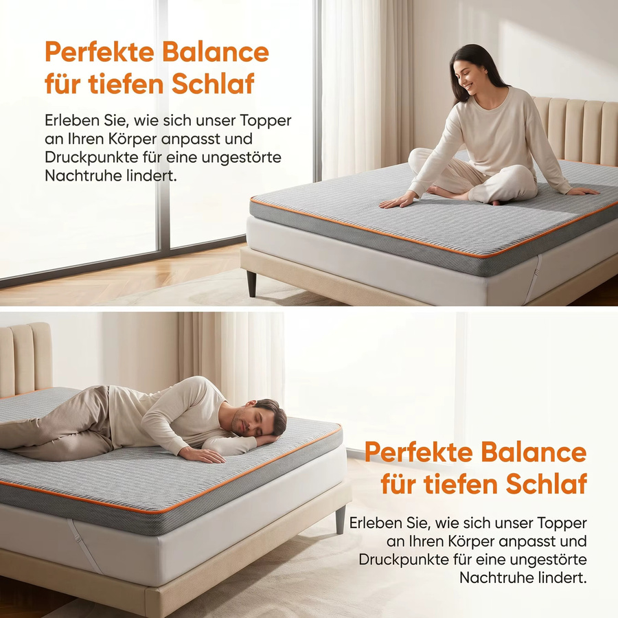 PERLECARE Matratzentopper aus Gel-Kalt-Schaum mit waschbarem Bezug und Anti-Rutsch-Funktion, Höhe: 7,5 cm - Bild 2