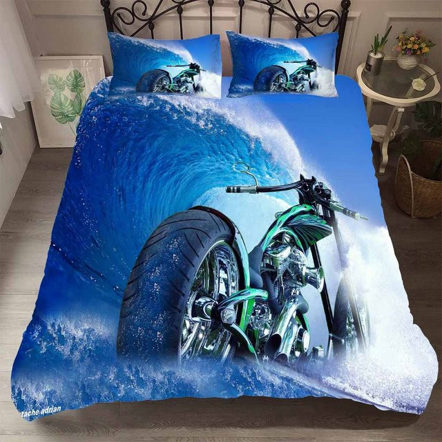 JMG Household Supplies Motorrad Bettwäsche-Set rot, 2-3-teilig mit Reißverschluss, Einzelbett B/H: 135 x 200 cm - Bild 1