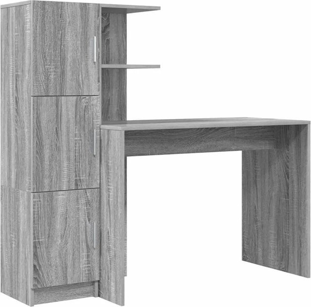 vidaXL Schreibtisch und Highboard Set in Grau und Braun im modernen Design - Bild 1