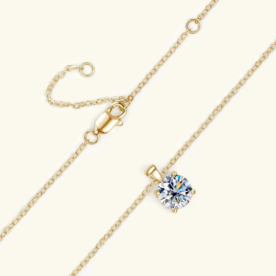 Halskette 925 Silber, 18 Karat vergoldet, Moissanit, Tropfen, Damen - Bild 1