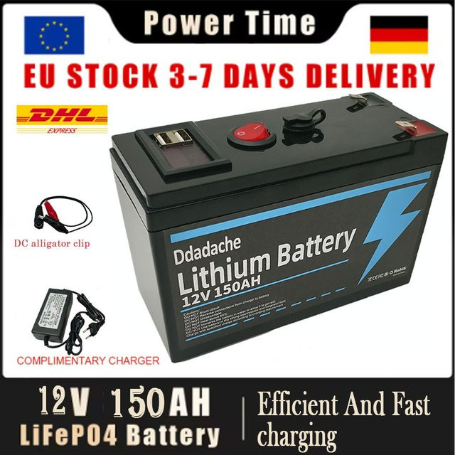 LiFePO4 12V 150Ah Lithium-Batterie in Schwarz für USV, Solar, Wohnmobil und Boot - Bild 1