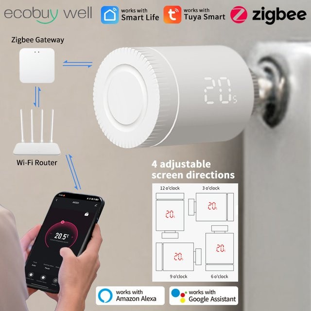 Tuya Zigbee 3.0 Smart Thermostatventil mit Wifi Temperaturregler in Weiß - Bild 1