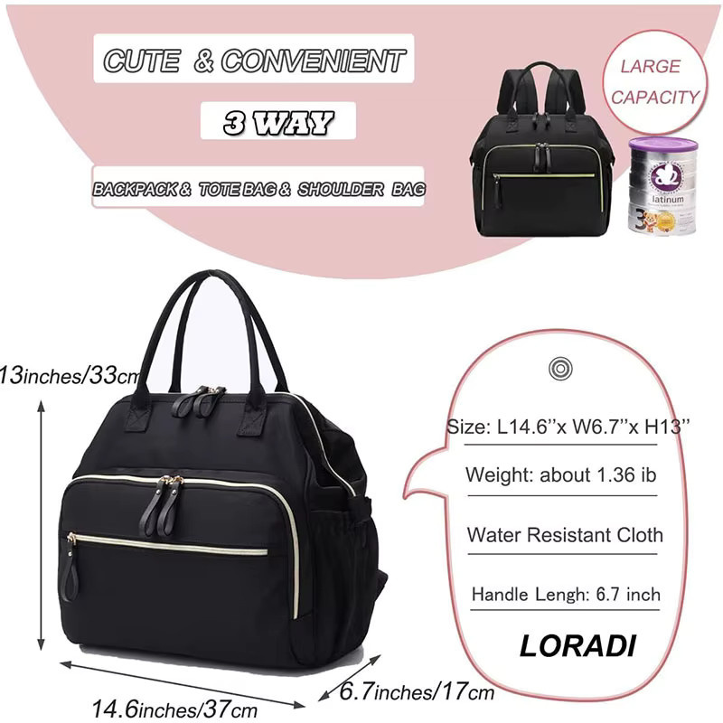 Movokbaby Windeltasche als Rucksack in Schwarz für Outdoor-Reisen und Baby-Pflege mit großer Kapazität - Bild 5