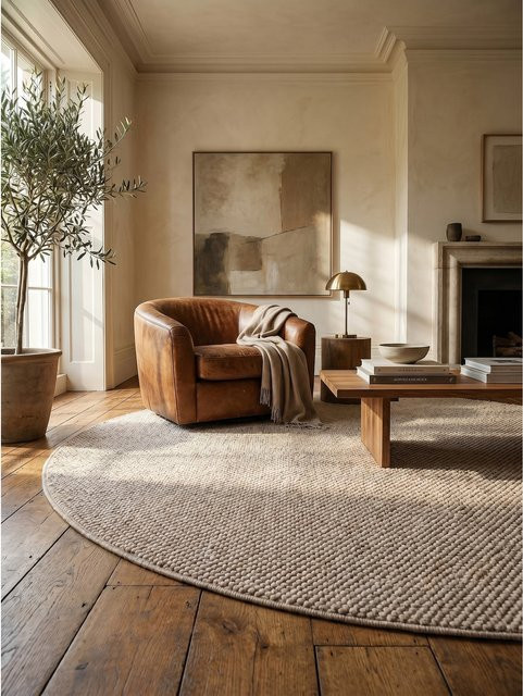 Flachgewebe-Teppich Berber-Tradition von Kadima Design in Beige, B/B/H: 80 x 80 x 1 cm - Bild 1