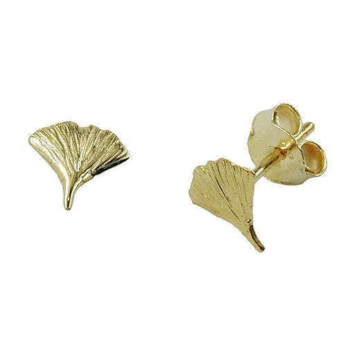 Colfem Ohrstecker Ginkgoblatt, 375 Gold, 7 mm, Unisex - Bild 1