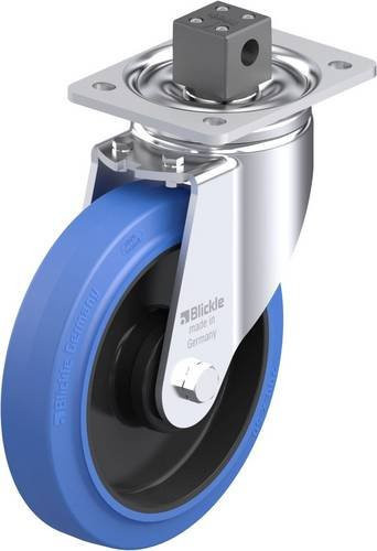 Blickle Stahlblech-Lenkrolle LH-POEV 200KA-CS13-SB in Schwarz und Blau mit 200 mm Rad-Durchmesser und 500 kg Tragfähigkeit - Bild 1