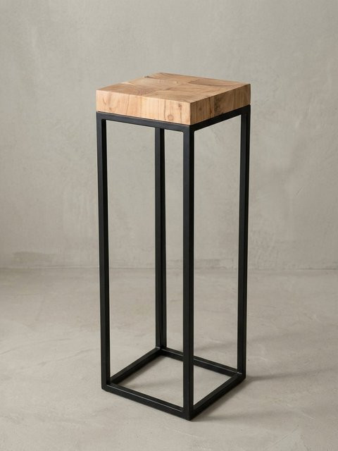 Beistelltisch KADIMA DESIGN aus Akazie und Metall in Braun im Industrial-Design B/T/H: 30 x 30 x 97 cm - Bild 1