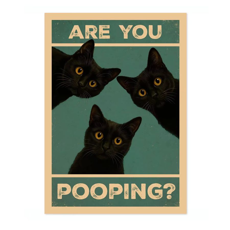 Lustiges Katzen-Poster für das Badezimmer mit Typografie von SHENCHEN, Mehrfarbig, Rechteckig, Wandmontage - Bild 2