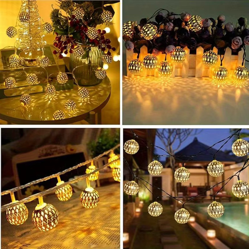 OKAL RED EAST Solar LED Marokkanische Kugel Lichterkette Wasserdicht mit 8 Modi für Garten Hochzeit Party und Dekoration - Bild 3