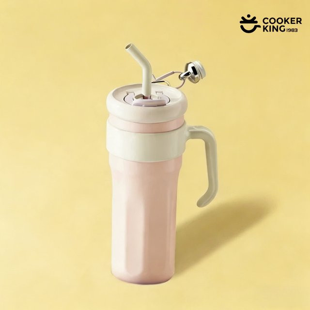 Cooker King Thermoskanne aus Edelstahl mit PP-Inneneinlage, 1250 ml, Weiß oder Pink - Bild 1