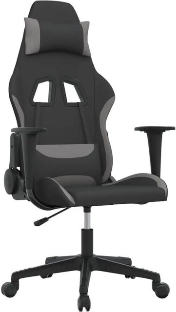vidaXL Gaming-Stuhl in Schwarz und Grau aus Stoff mit Kopfstütze und Armlehnen - Bild 1