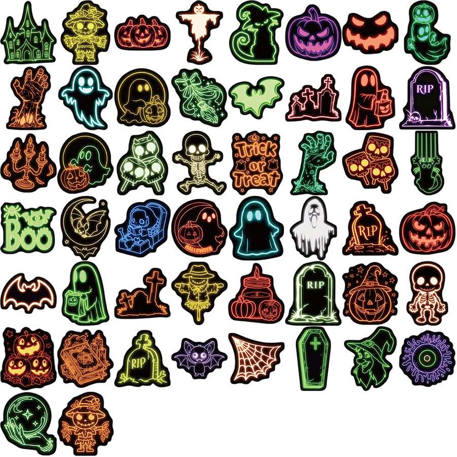 50-teiliges Set Neon-Halloween-Aufkleber in Multicolour von Anime Worlds Store für Handrechnungen, Gepäck und Handyhüllen - Bild 3
