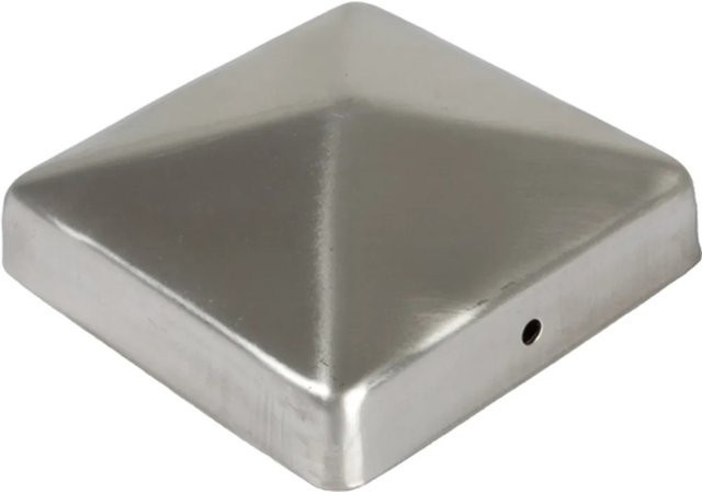 T & J Pfostenabdeckung aus Edelstahl in Silber für 9x9 cm Pfosten mit Pyramidenform - Bild 1