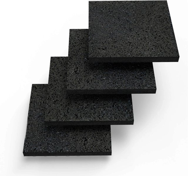Bauheld Schwingungsdämpfer Pads aus Kunststoff, Schwarz, 8 Stück, B/T/H: 9 x 9 x 1 cm - Bild 1
