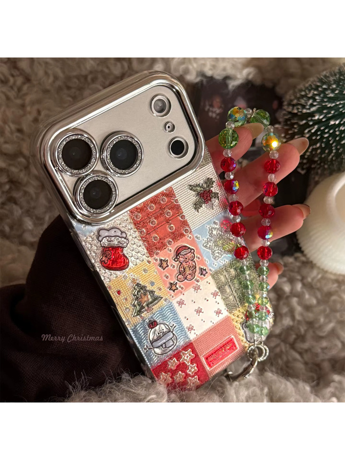 MUQGEW Glitzer Handyhülle mit Gittermuster und Kette für iPhone 11 bis iPhone 17 Pro Max Plus, stoßfeste Hartschale, Mehrfarbig - Bild 4