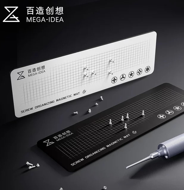 QIANLI MEGA-IDEA Doppelseitige magnetische Schrauben-Aufbewahrungsmatte in Schwarz für iPhone, Samsung und Tablet Reparaturen - Bild 1