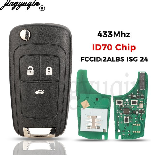 Jingyuqin Autoschlüssel Ersatz für Chevrolet Aveo Cavalier mit 433MHz ID70 FCCID 2 ALBS1SG24 - Bild 1