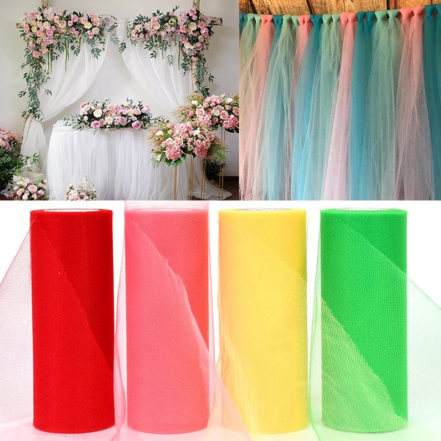 Tüll Rolle Organza Stoff Spule für DIY Handwerk und Dekoration, Breite: 15 cm, 25 Yards, Mehrfarbig - Bild 1