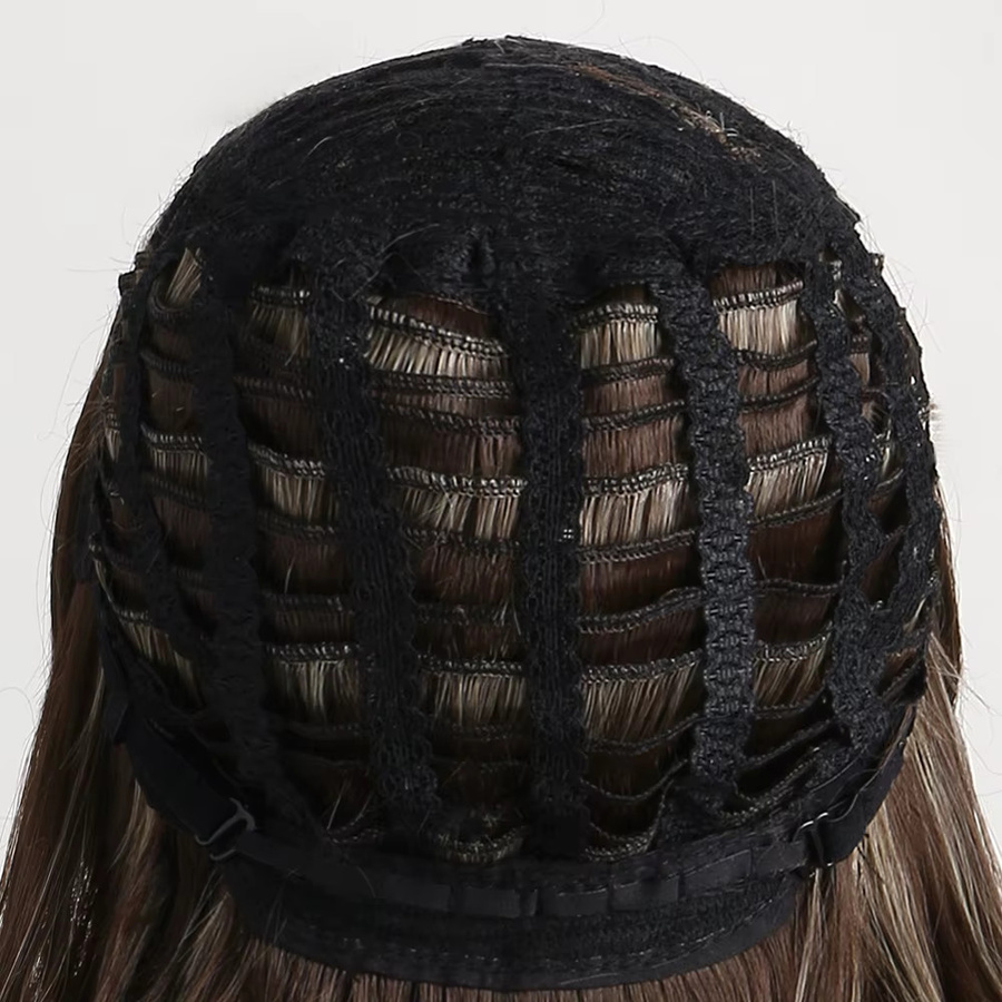 MAISI Perücke, braun mit blondem Pony, kurz, lockig, Ombre, Damen - Bild 3