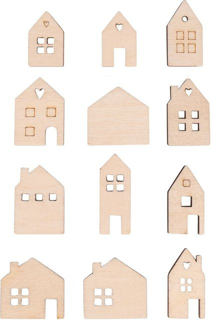 Rayher Holz Streuteile Mini-Haus in Beige mit Klebefläche und rustikalem Design - Bild 1