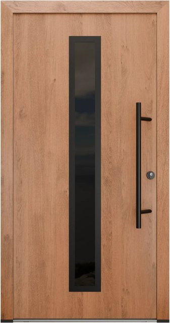 FM Türen Innentür AS68 Modell 21 Winchester Rechts mit Glaseinsatz und Beschläge Set, Braun, B: 100 cm, H: 210 cm - Bild 1