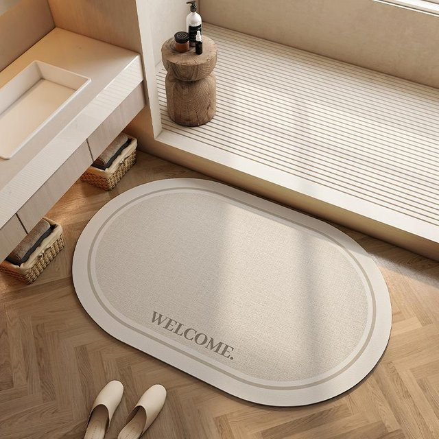 Creme Air Badezimmer Bodenmatte von Yiran Furniture in Beige, stark saugfähig, B/T: 80 x 50 cm - Bild 1