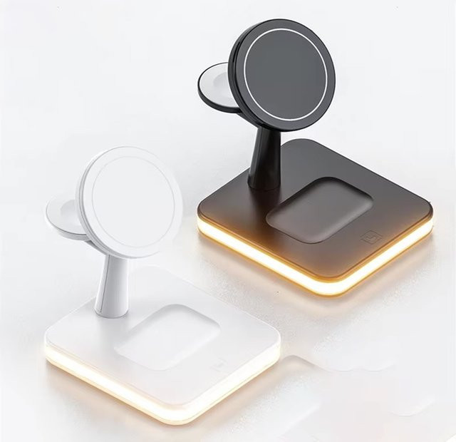 VIKEFON 3-in-1 Magnetisches Kabelloses Ladegerät für iPhone, AirPods und Apple Watch in Weiß - Bild 1