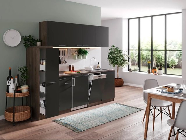 Respekta Küchenzeile KB225EYGC in Grau-Eiche York Nachbildung, B: 225 cm, T: 60 cm, H: 200 cm - Bild 1