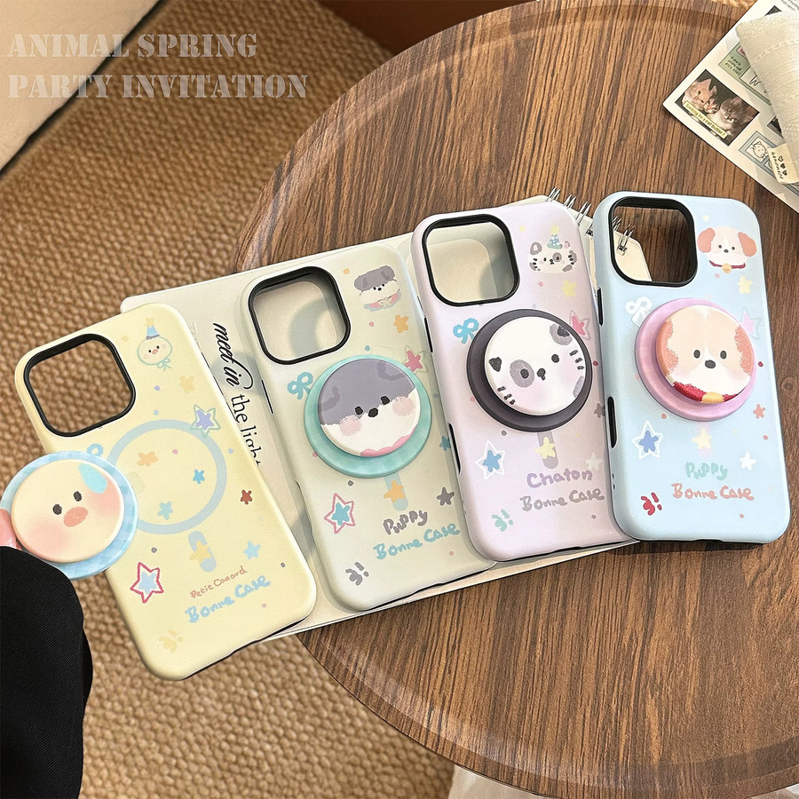 MUQGEW Magnetische Handyhülle mit Koreanischem Sterne- und Cartoon-Tier-Design für iPhone 11 bis iPhone 17 Pro Max, Stoßfeste Hardcover Hülle, Multicolour - Bild 2