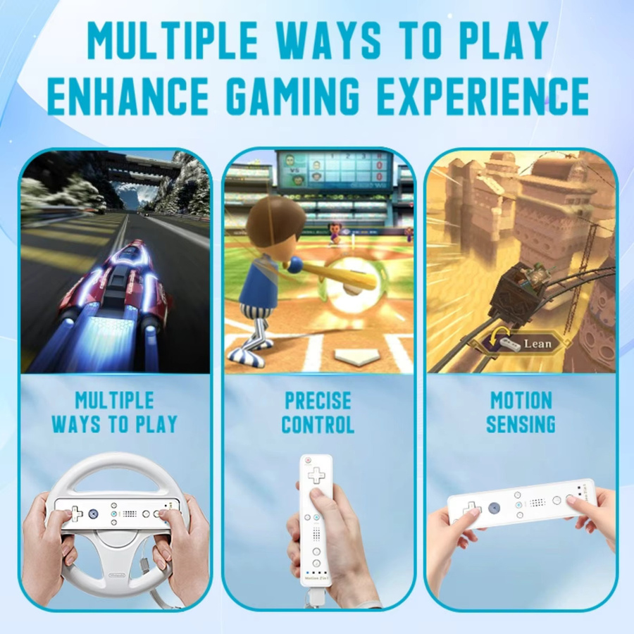 Bonacell 2in1 Gaming Controller für Nintendo Wii und WiiU Konsole, Wireless Gamepad Fernbedienung mit Joystick, Rot/Weiß - Bild 2