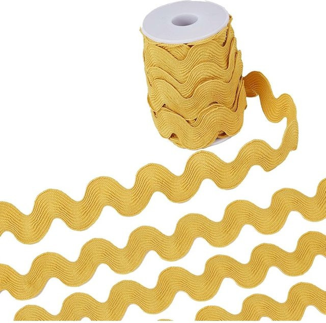 Geflochtener Wellenbiegen-Fransenbesatz RIC-Rac-Band Zick-Zack-Besatz für DIY-Nähen und Basteln in Silber und Gelb, 9 Yards - Bild 1