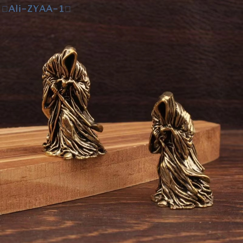 JETTING Retro Messing Tod Statue in Schwarz und Gold als Miniatur Actionfigur und Desktop Ornament für Halloween Dekor - Bild 2