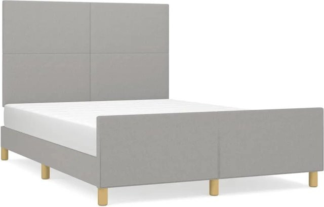 vidaXL Bettgestell mit Kopfteil in Hellgrau aus Stoff und Holz, B/T/H: 140 x 200 x 146 cm - Bild 1