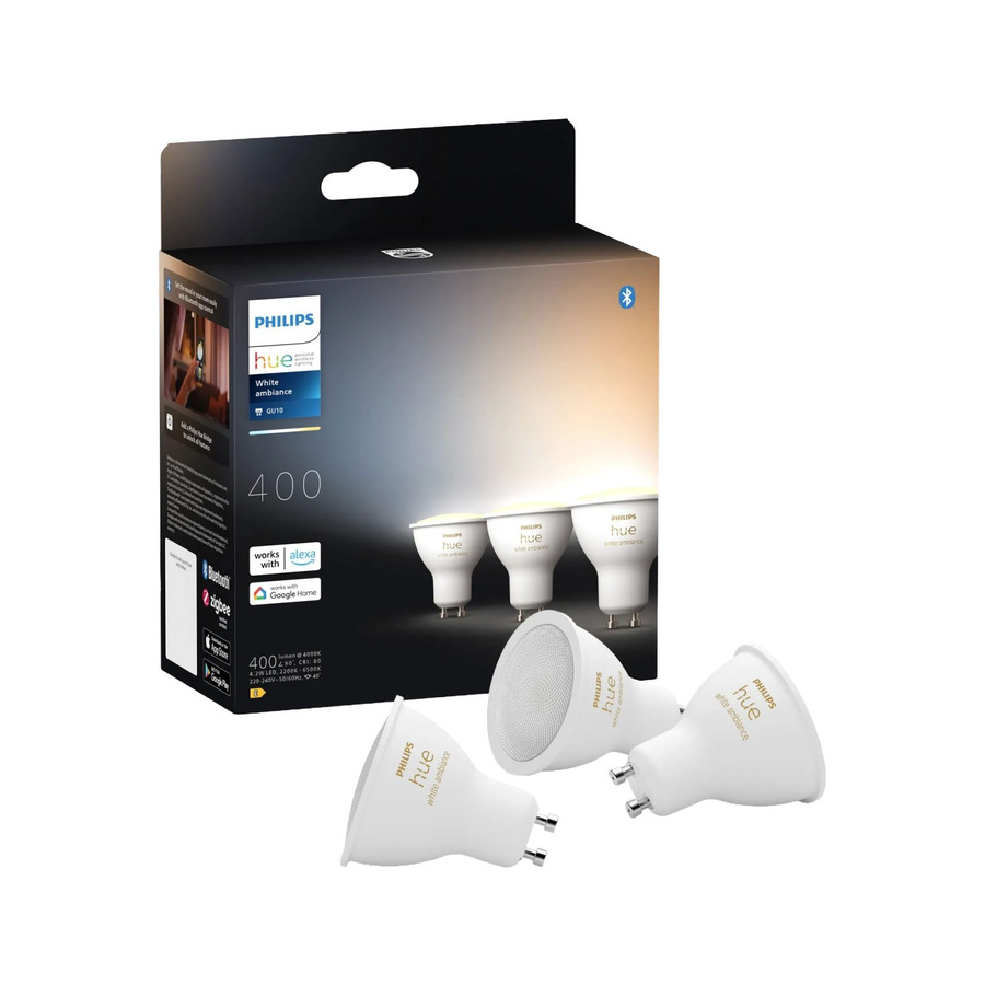 Philips Hue White Ambiance GU10 LED-Leuchtmittel 3er-Set, 400 lm - Bild 2