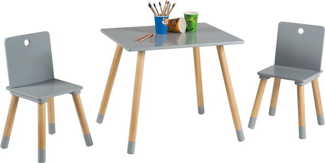 Roba Kindersitzgruppe aus MDF und Holz in Grau mit Tisch und Stühlen für das Kinderzimmer - Bild 1