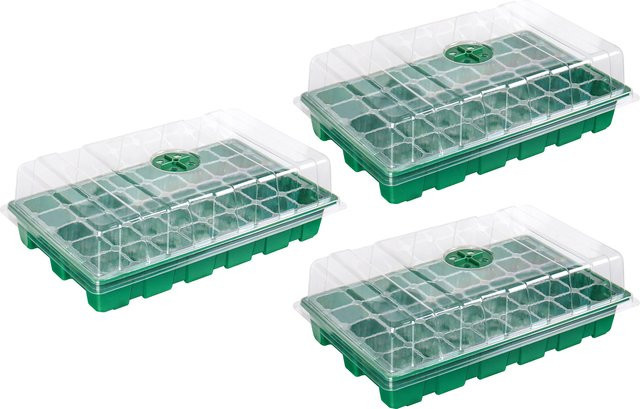 3er Set Samentablett mit 40 Löchern und transparenter Abdeckung zur Zellvermehrung und Anzucht von Sämlingen, transparent - Bild 1