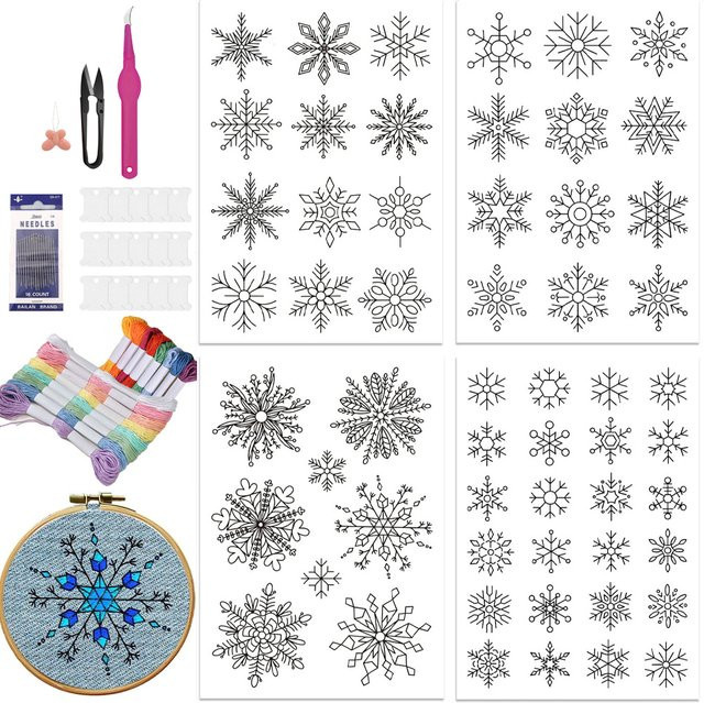 Wasserlöslicher Stabilisator Schneeflocken-Kranz in Weiß für Handstickerei und DIY-Projekte - Bild 1