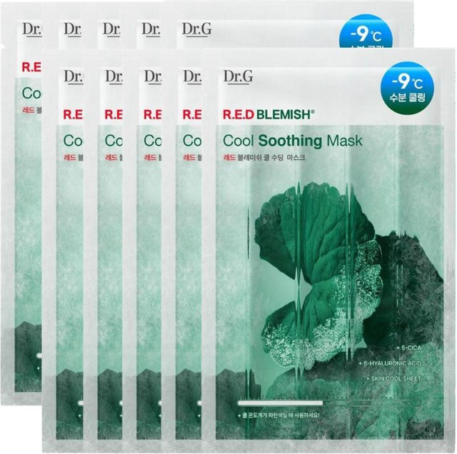Dr.G R.E.D Blemish Cool Gesichtsmaske, 10 Stück, Centella-Extrakten, Empfindliche Haut - Bild 1