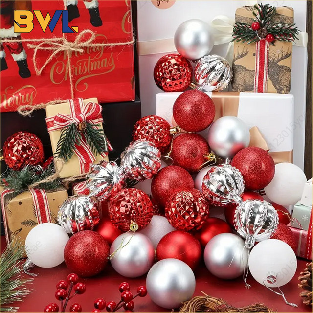 24 Stück bruchsichere Weihnachtskugeln von Trebalena in Rot als hängender Baumschmuck für Weihnachten, Hochzeit und Party - Bild 1