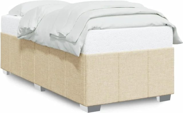 vidaXL Bettgestell ohne Matratze in Beige aus Stoff und Holzwerkstoff, B/T/H: 90 x 190 cm - Bild 1