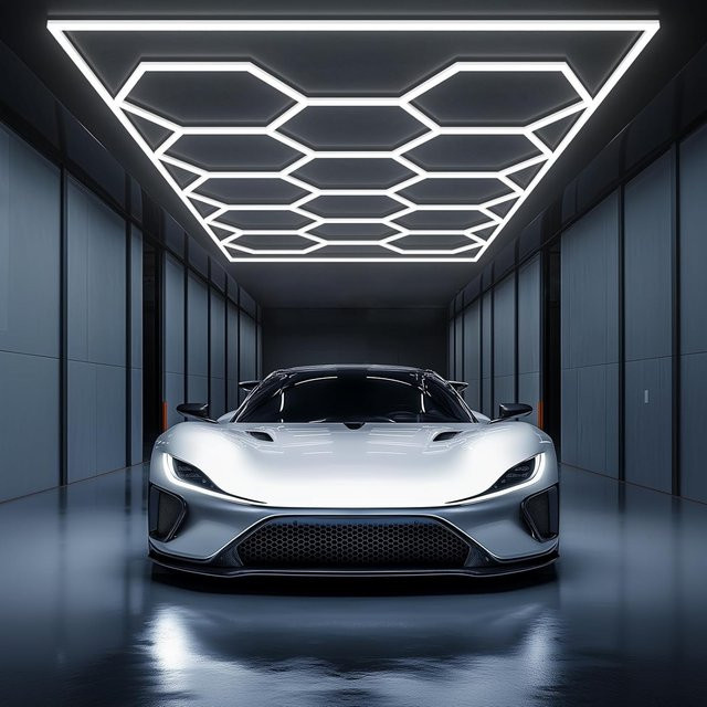 Oyajia 14er-Pack Sechseckige LED-Deckenleuchten mit Rahmen in Weiß, 680W Superhelle LED-Beleuchtung für Garage, Werkstatt und Studio, Cool White - Bild 1
