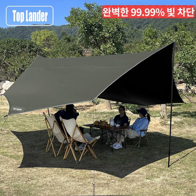 Top Lander Sonnenschutzplane aus Polyester, wasserdicht und mit schwarzer Beschichtung, Farbe: Grün/Schwarz, B/T: 510 x 510 cm - Bild 1