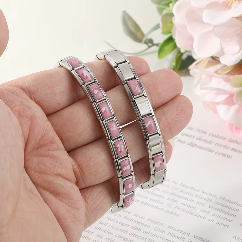 Yolorist Charm-Anhänger Edelstahl, Rosa, Sternzeichen, Unisex - Bild 2