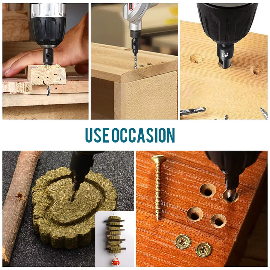 5-teiliges Senker-Bohrer-Set von SI FANG für die Holzbearbeitung inklusive Senker-Bits und Schraubenschlüssel für Schrauben der Größen 6, 8, 10 und 12 mm - Bild 6