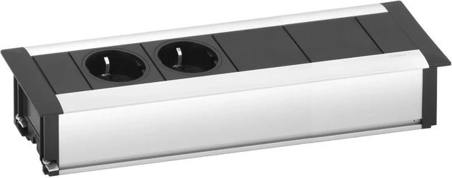EVOline Frame-Dock Steckdosenleiste Data 2-Fach mit 2 Modulplätzen in Aluminium Silver/Black - Bild 1