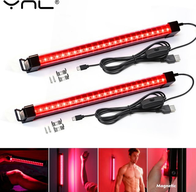 YNL T8 LED Lichttherapie-Rohr Rot, USB 5V Infrarot-Lampe zur Hautpflege und Schmerzlinderung - Bild 1